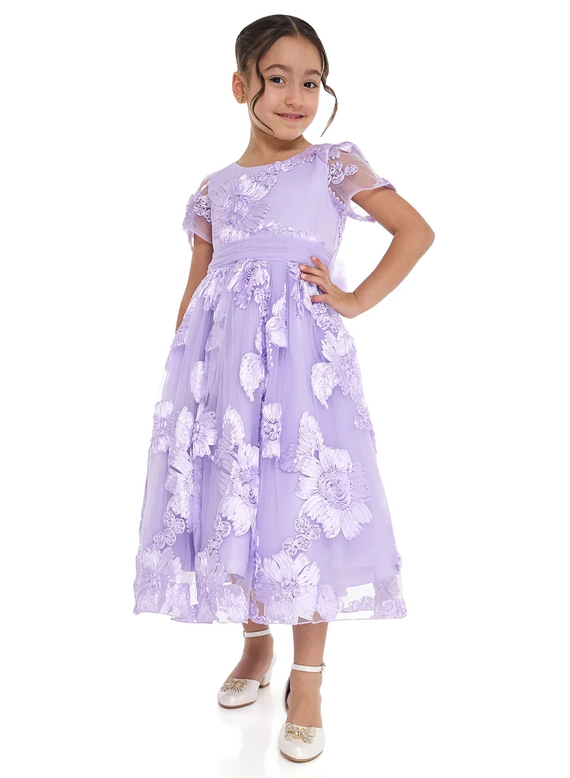 victor and jane Floral Applique Dress