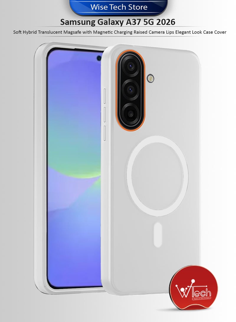 دبليو تيك غطاء هاتف سامسونج جالاكسي A37 5G 2026 هجين شفاف مع ماجسيف وشحن مغناطيسي ورفارف كاميرا مرتفعة وتصميم أنيق (MCMPMN) - أبيض - Image 1