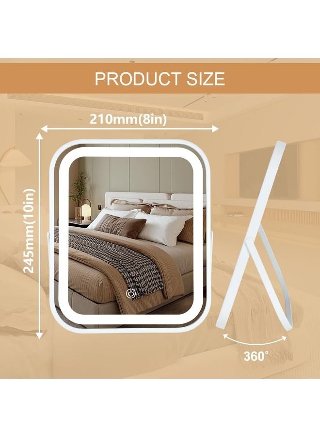 هومستر مرآة مكياج مضيئة، مرآة مكياج قابلة لإعادة الشحن مع أضواء 10 "x8" مرآة مكياج مع أضواء، مرآة ملامسة مضيئة مع إضاءة ثلاثية الألوان، للهدايا النسائية، أساسيات السفر - Image 2