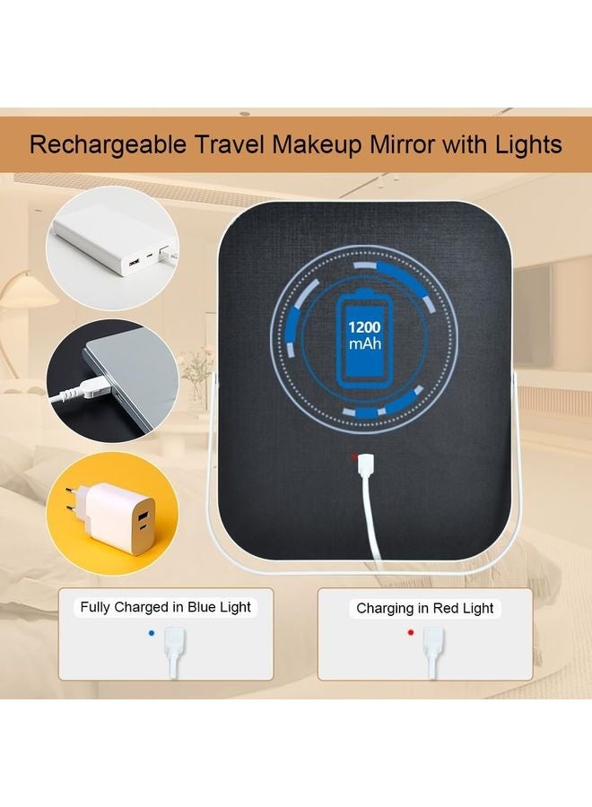 هومستر مرآة مكياج مضيئة، مرآة مكياج قابلة لإعادة الشحن مع أضواء 10 "x8" مرآة مكياج مع أضواء، مرآة ملامسة مضيئة مع إضاءة ثلاثية الألوان، للهدايا النسائية، أساسيات السفر - Image 3