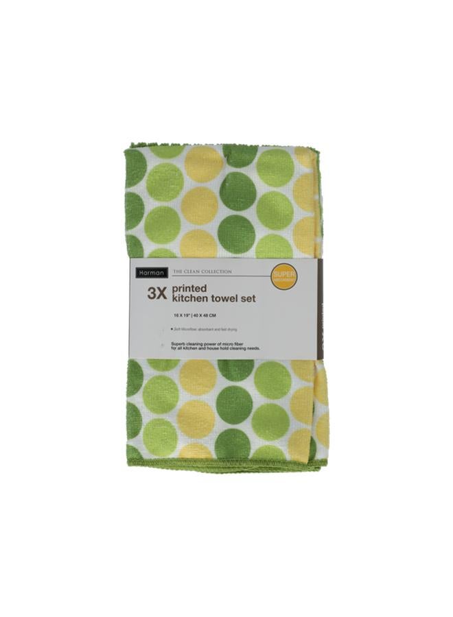 HARMAN 3-Piece Dots Printed Ultra Absorbent Kitchen Towel Set Multicolor 16 X 19Inch - Image 2