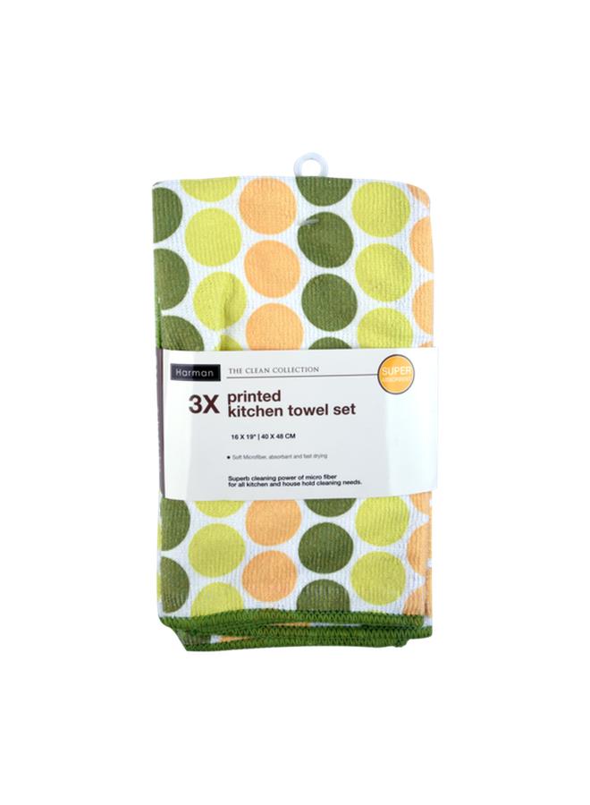 HARMAN 3-Piece Dots Printed Ultra Absorbent Kitchen Towel Set Multicolor 16 X 19Inch - Image 1