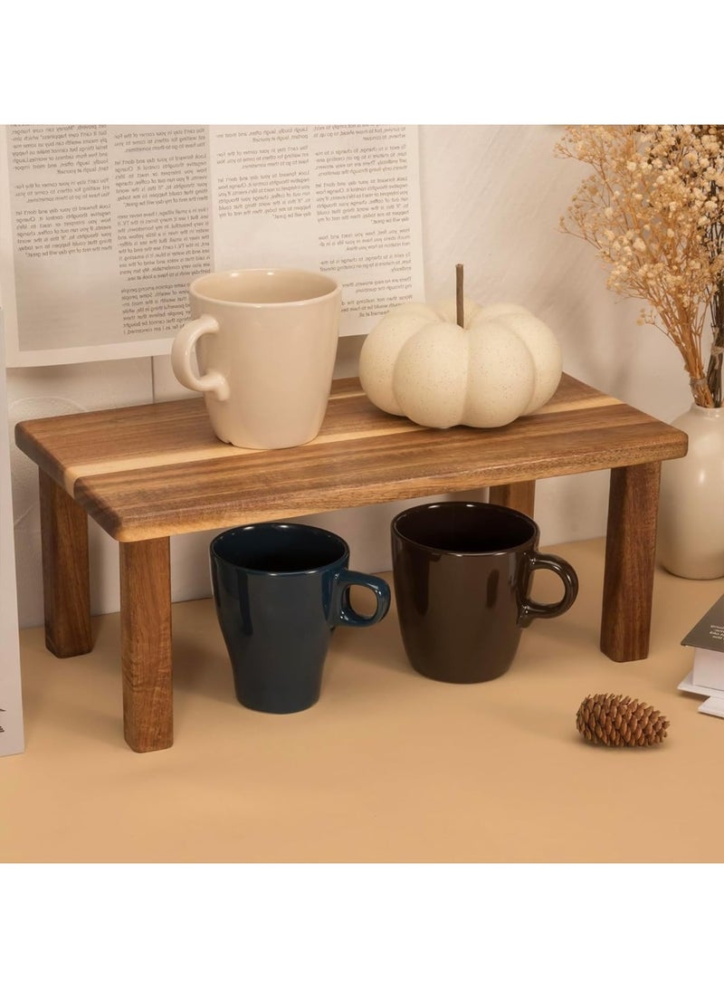 Acacia Wood Desktop Organizer Shelf, Kitchen Cabinet and Counter Riser Display Shelf for Top of Desk Home Office Bathroom Coffee Table Display Stand - Image 5