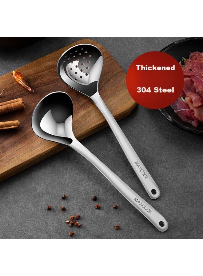 MAX COOK Meichun (maxcook) 304 Stainless Steel Hot Pot Ladle, Soup Ladle, Strainer Ladle, Two-piece Set, Thickened And Extended, Long Handle Mccu427 - Image 2