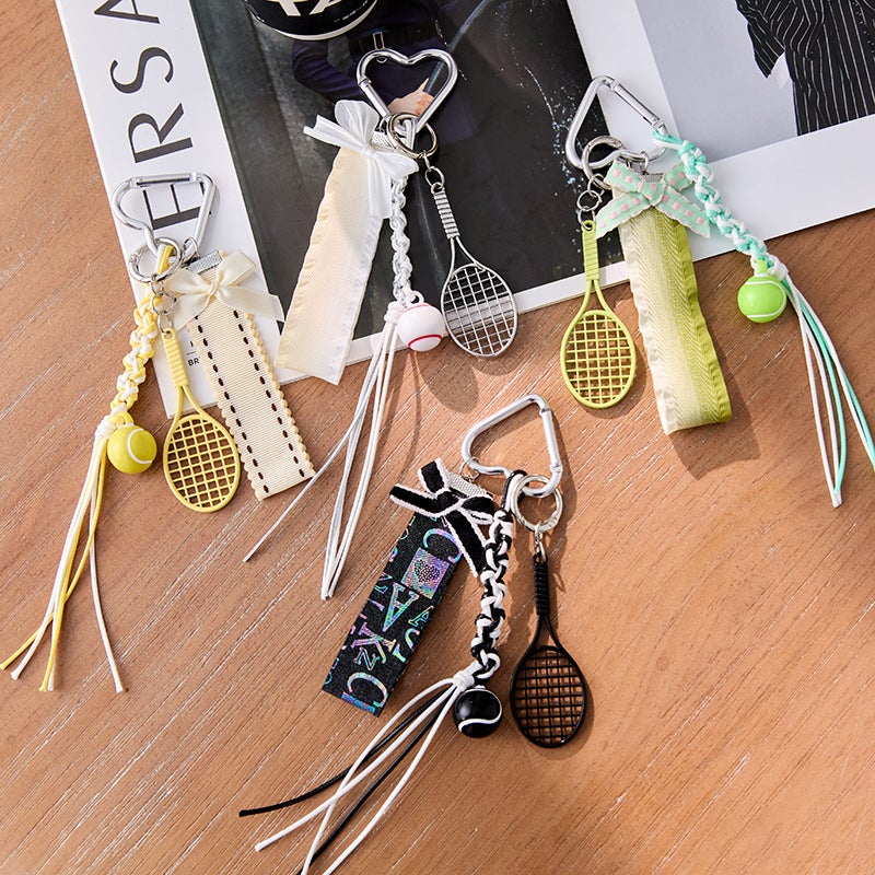 Creative new miu bag pendant hand woven rope mobile phone lanyard key chain pendant tennis accessories - Image 2