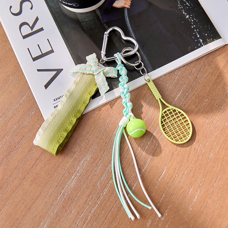 Creative new miu bag pendant hand woven rope mobile phone lanyard key chain pendant tennis accessories - Image 1