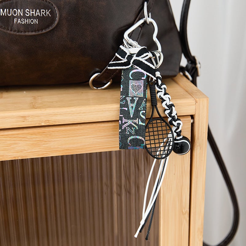 Creative new miu bag pendant hand woven rope mobile phone lanyard key chain pendant tennis accessories - Image 4