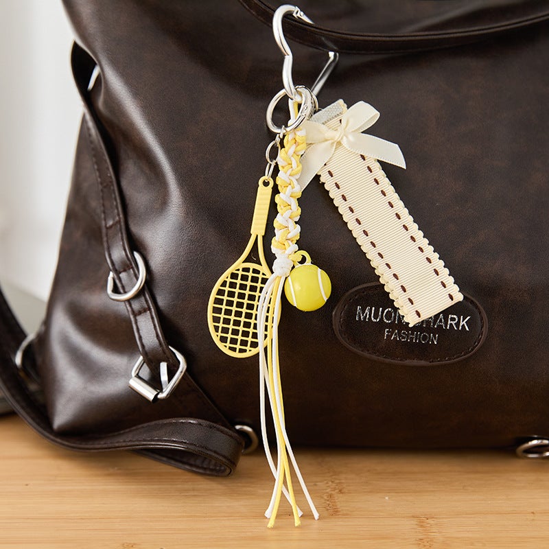 Creative new miu bag pendant hand woven rope mobile phone lanyard key chain pendant tennis accessories - Image 3