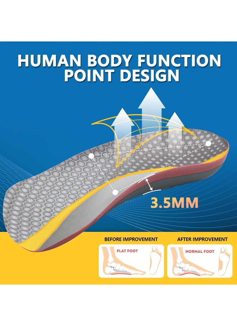 Generic - High Arch Support Insoles, Orthotics 3/4 Length Inserts for Plantar Fasciitis Pain Relief, Flat Feet, Over-Pronation, Heel Spur - Memory Foam Insoles (Size: M) - Image 1
