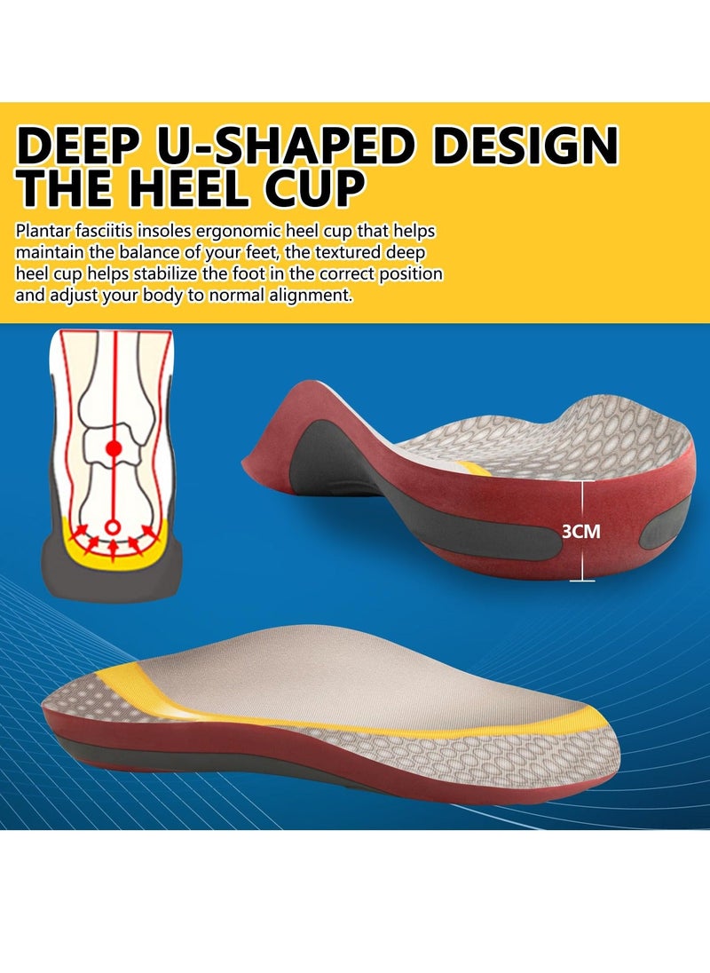 Generic - High Arch Support Insoles, Orthotics 3/4 Length Inserts for Plantar Fasciitis Pain Relief, Flat Feet, Over-Pronation, Heel Spur - Memory Foam Insoles (Size: M) - Image 1