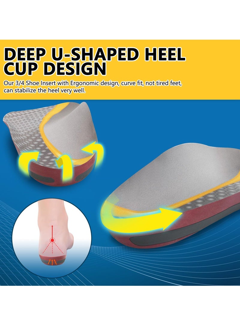 Generic - High Arch Support Insoles, Orthotics 3/4 Length Inserts for Plantar Fasciitis Pain Relief, Flat Feet, Over-Pronation, Heel Spur - Memory Foam Insoles (Size: M) - Image 1