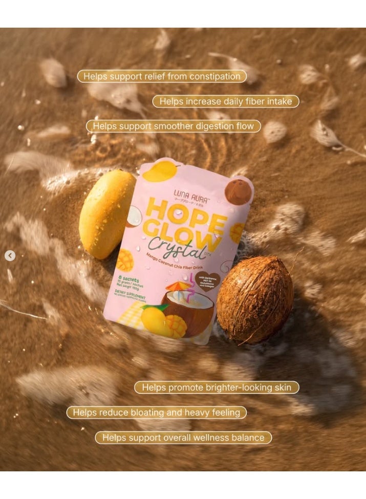 Luna Aura Hope Glow Crystal DTX Mango Coconut Chia Fiber Drink 120g – 8 Sachets - Image 4