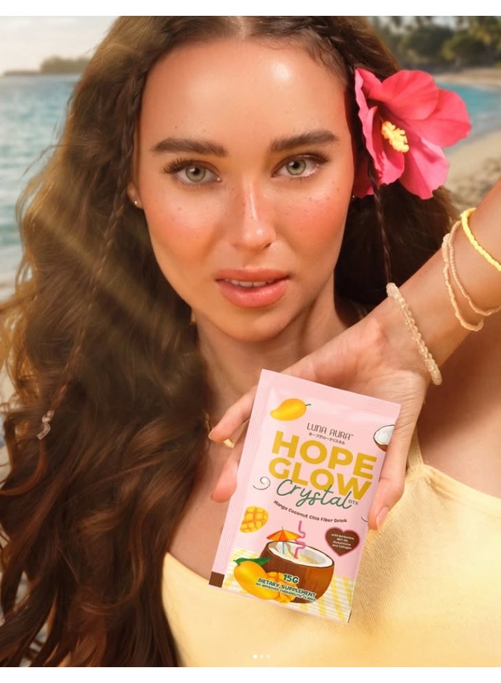 Luna Aura Hope Glow Crystal DTX Mango Coconut Chia Fiber Drink 120g – 8 Sachets - Image 2