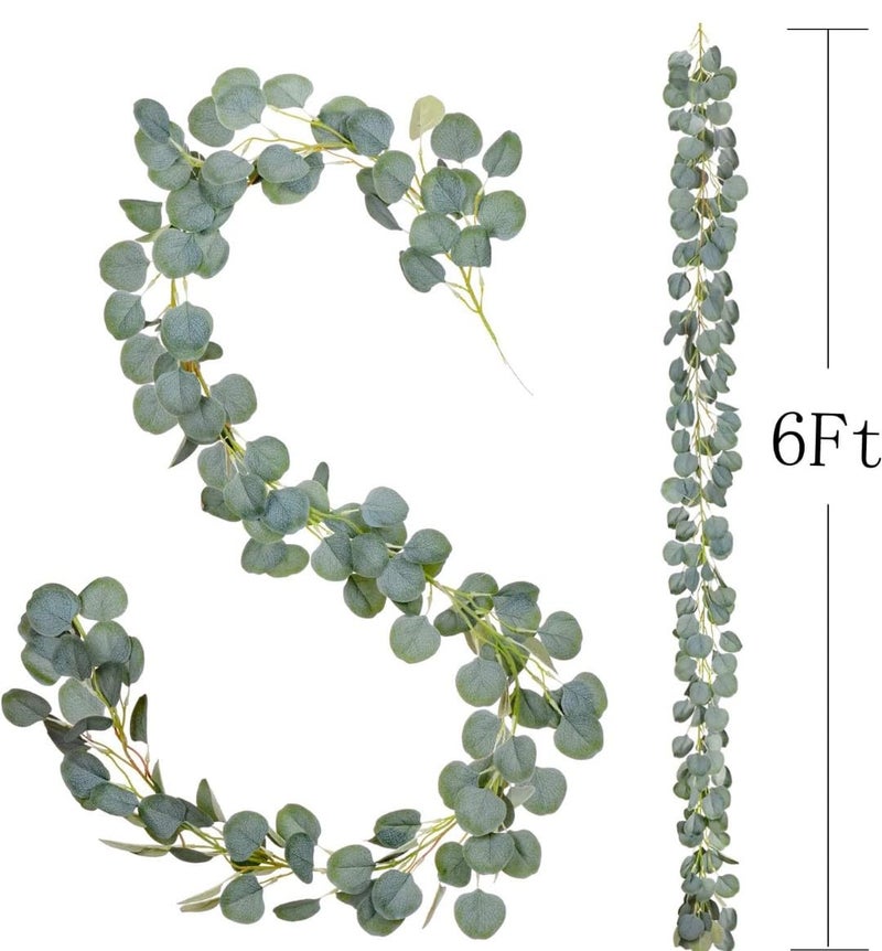VRB DecTM Artificial Greenery Ferns Plants Vines Fake Ivy Hanging Flowers Vine Pine Needle Wall Hanging for Home Decor Door Wall Balcony Decoration Party Festival (2, Euclyptus Fabric Garland) - Image 2