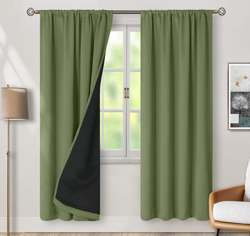 BGment Blackout Curtains for Bedroom  Full Room Darkening Thermal Insulated Soundproof Rod Pocket Window Curtains Drapes 72 Inch Length  2 Panels  Each Panel 42 Inch Wide  Grass Green - Image 1