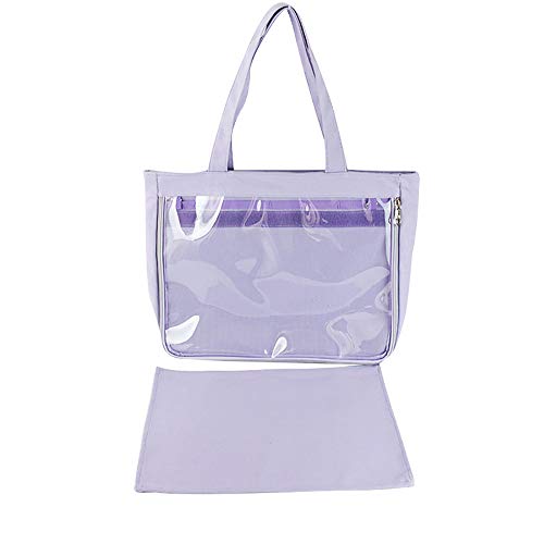 AlwaySky Ita Tote Bag Clear Window for Pins Shoulder Bag Handbag Bag DIY, Cosplay Stachel Tote Purple - Image 5