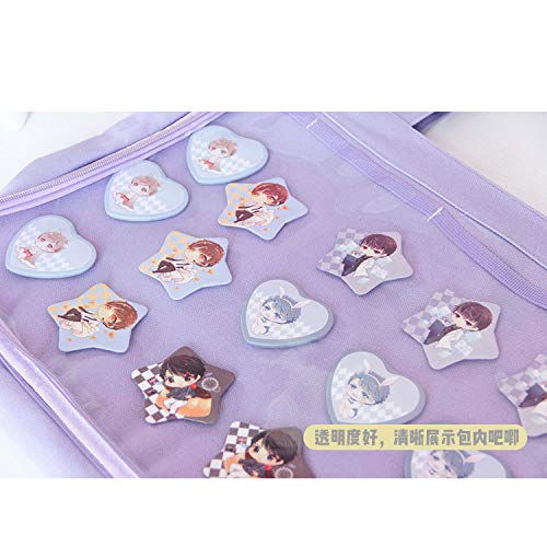 AlwaySky Ita Tote Bag Clear Window for Pins Shoulder Bag Handbag Bag DIY, Cosplay Stachel Tote Purple - Image 4