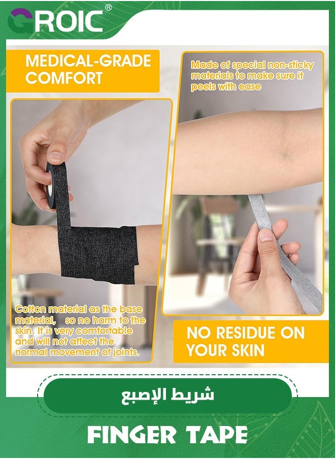 GROIC - 6 Rolls Athletic Tape, Finger Tape, Extra Strong Adhesive Easy Tear No Sticky Residue Tape for Athlete & First Aid Injury Wrap, Suitable for Bats, Tennis, Gymnastics & Black - Image 1