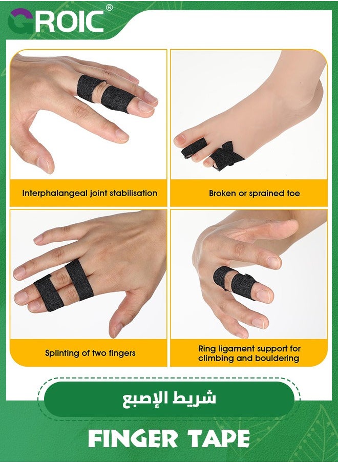 GROIC - 6 Rolls Athletic Tape, Finger Tape, Extra Strong Adhesive Easy Tear No Sticky Residue Tape for Athlete & First Aid Injury Wrap, Suitable for Bats, Tennis, Gymnastics & Black - Image 1