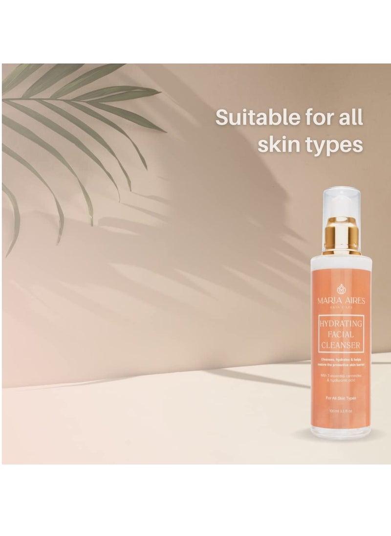 Maria Aires Maria Aires Skincare Hydrating Facial Cleanser (100ml) - Anti-Aging Foaming Face Wash with Hyaluronic Acid and Essential Ceramides - Soothing Aloe Vera for Dry, Sensitive Skin - For Men and Women  - Image 4