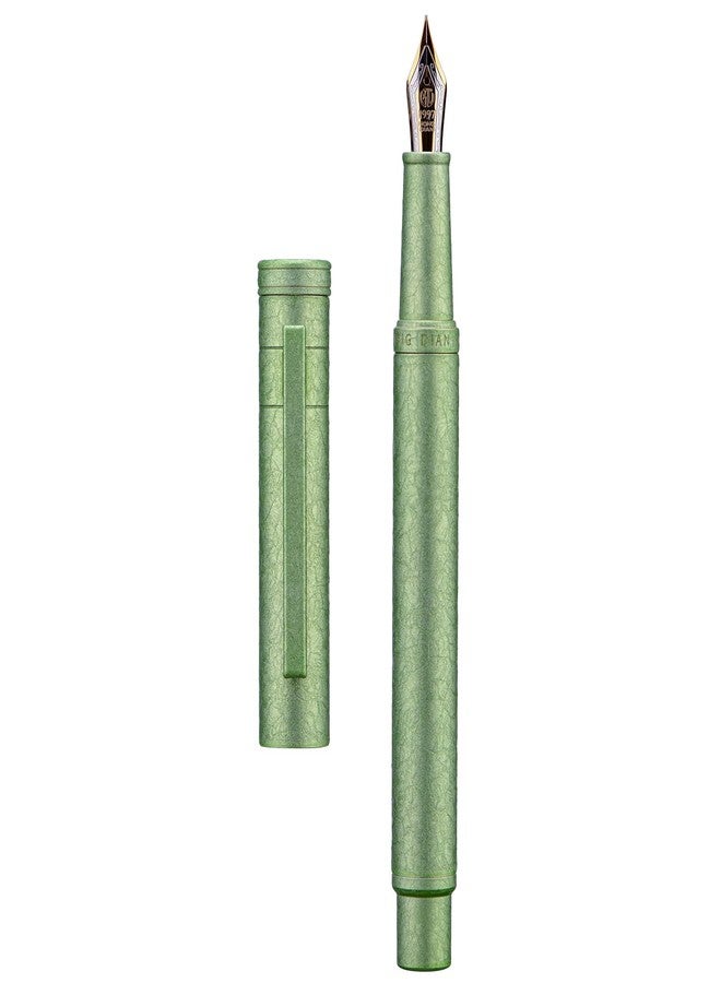 Asvine Hongdian 1851 Forest Fountain Pen Applegreen Ice Flowers, Medium Nib Classic Design with Converter and Metal Pen Case - Image 1