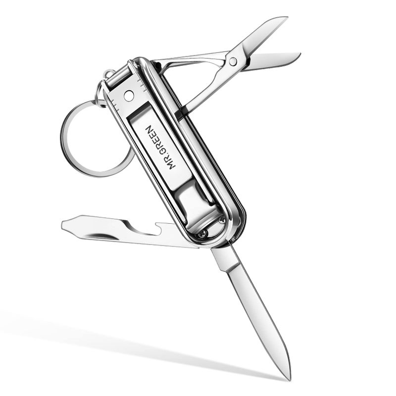 MrGreen MRGREEN Multifunctional Nail Clippers Stainless Steel Six Functions Nail Cutter Nail Files Small Knife Scissors Large 