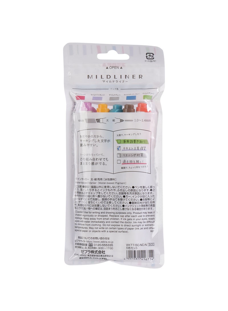 ZEBRA 5 Color Mildliner Highlighter Pen , School and Office Supply , for Coloring Books , Writing Journal , Note Taking , Drawing - Image 2