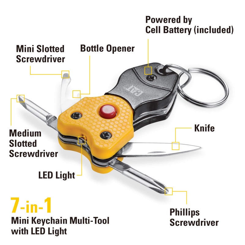 Cat 3 Piece 12-in-1 Multi-Tool, Knife, and Multi-Tool Key Chain Gift Box Set - 240192 , Yellow - Image 5