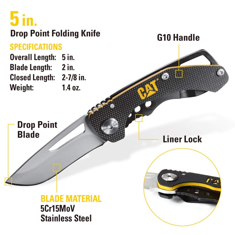 Cat 3 Piece 12-in-1 Multi-Tool, Knife, and Multi-Tool Key Chain Gift Box Set - 240192 , Yellow - Image 4