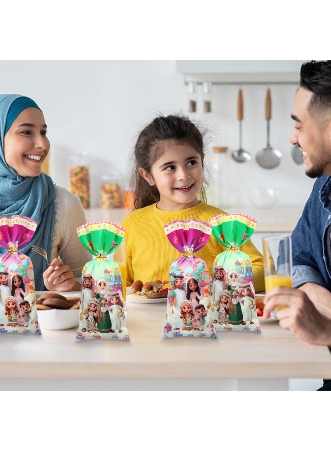 ٥٠ كيس هدايا لعيد مبارك، أكياس خضراء وبنفسجية مقاس ٥×١١ بوصة، مناسبة لعيد الفطر، رمضان، توزيعات الحفلات، الحلوى، والهدايا - Image 3