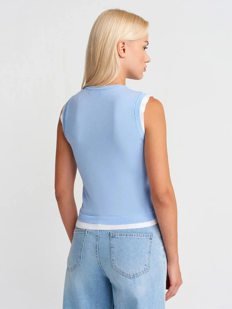 ديلفين DILVIN Sleeveless Ribbed Knit Shell Top