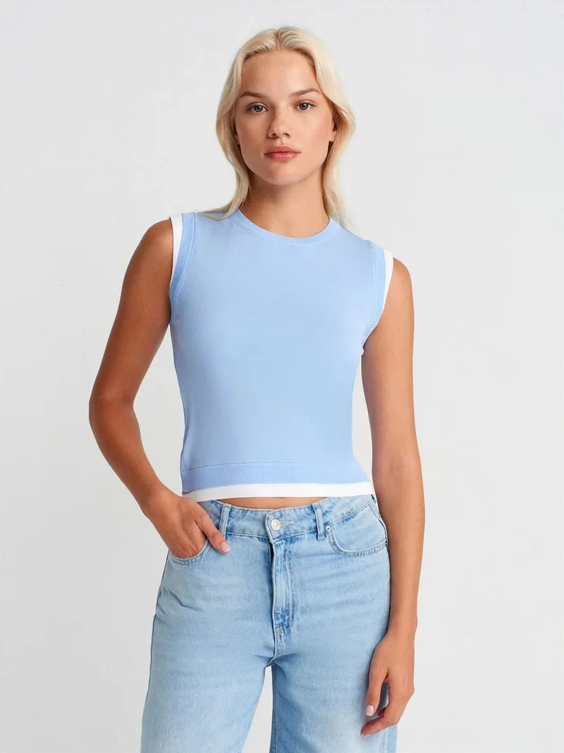 ديلفين DILVIN Sleeveless Ribbed Knit Shell Top