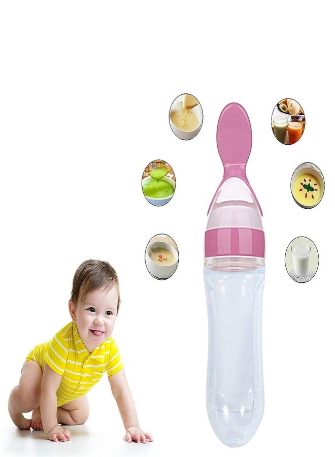 Roforuf Newborn Baby Feeding Spoon Bottle 90ML, Silicone Squeeze Feeding Spoon for Milk/Rice Paste Feeder/Baby Food Feeder/Cereal Bottle/Fruit Feeder (Yellow & Green 2 pc) - Image 3