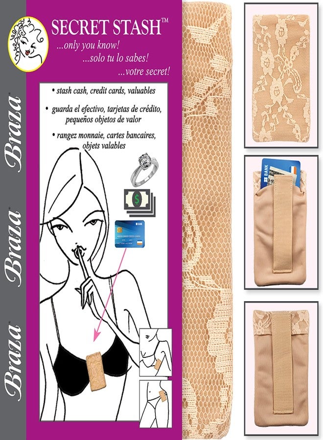 Braza Secret Stash - Lace Bra Travel Pocket Pouch - Beige, One Size - Image 3