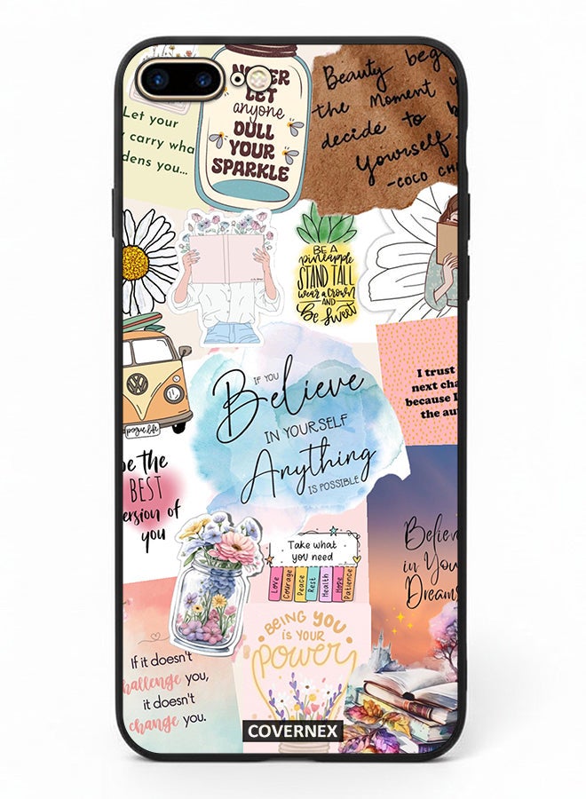 Covernex Apple iPhone 7 Plus Protective Case Cover Printed Featuring Inspirational Themed with Floral and Travel Elements - Image 2