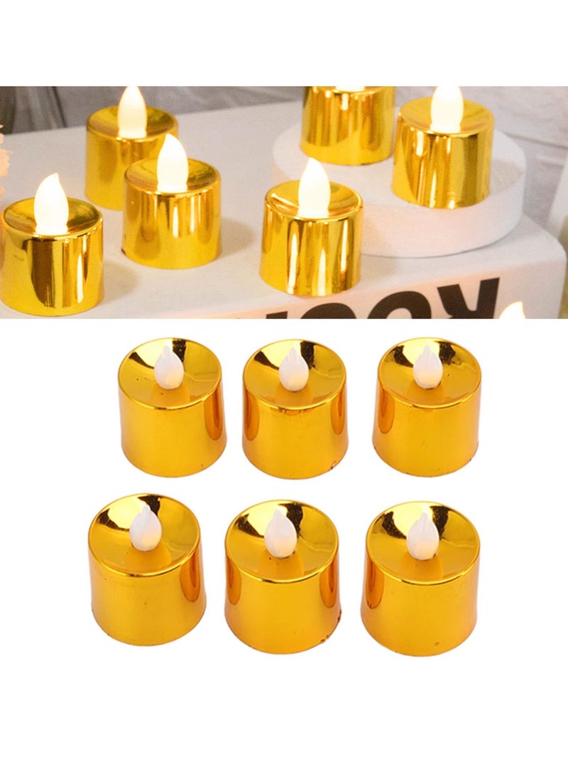 Generic - Flameless Candles Set, 12 Pack Gold LED Votive Tea Lights, Battery Operated Gold Glitter Flickering Fake Candles, LED Electronic Candle Lamp for Wedding Birthday Party Home Decor - Image 1