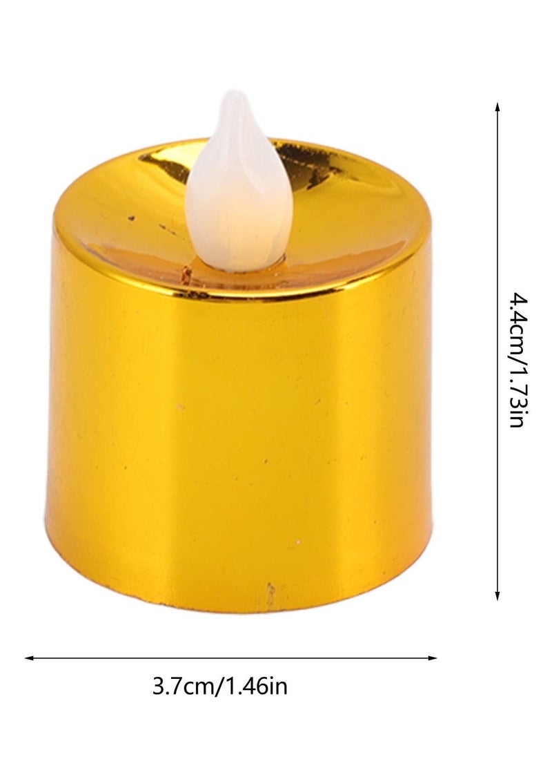 Generic - Flameless Candles Set, 12 Pack Gold LED Votive Tea Lights, Battery Operated Gold Glitter Flickering Fake Candles, LED Electronic Candle Lamp for Wedding Birthday Party Home Decor - Image 1