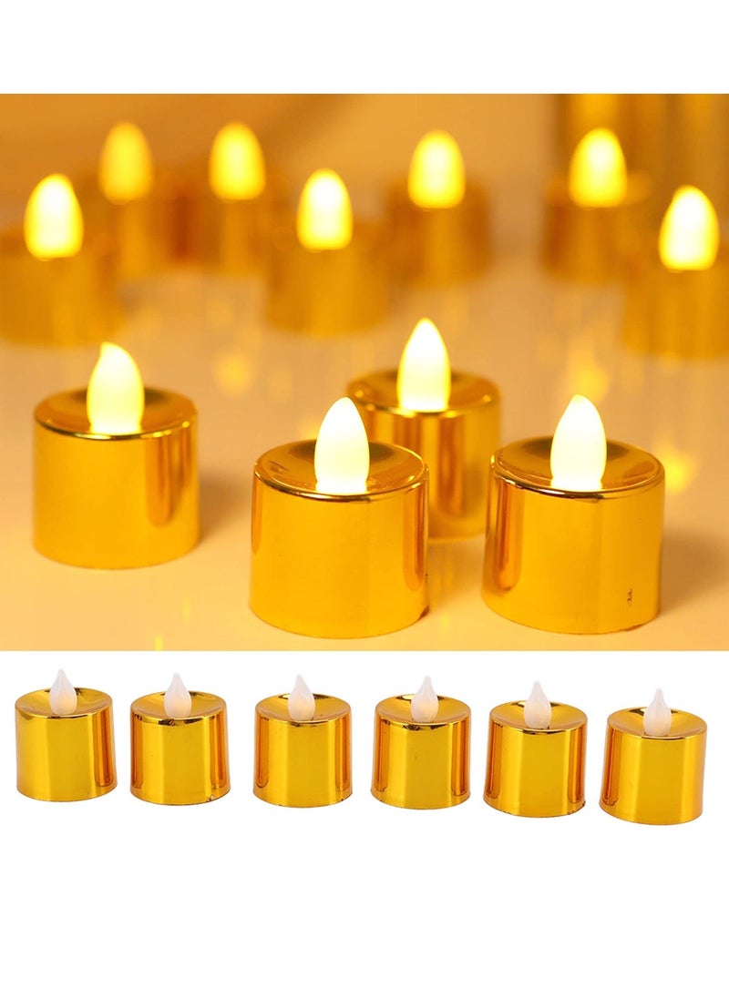 Generic - Flameless Candles Set, 12 Pack Gold LED Votive Tea Lights, Battery Operated Gold Glitter Flickering Fake Candles, LED Electronic Candle Lamp for Wedding Birthday Party Home Decor - Image 1