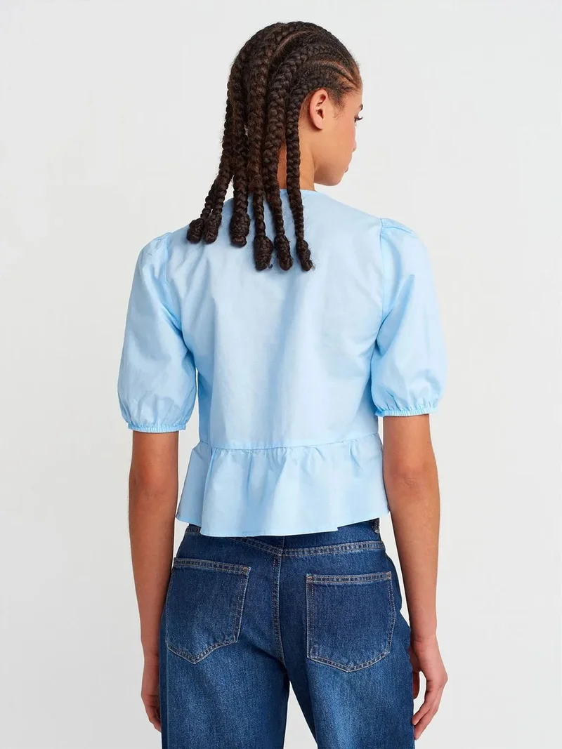 ديلفين Dilvin Women’s Crop Blouse With Bow Detail