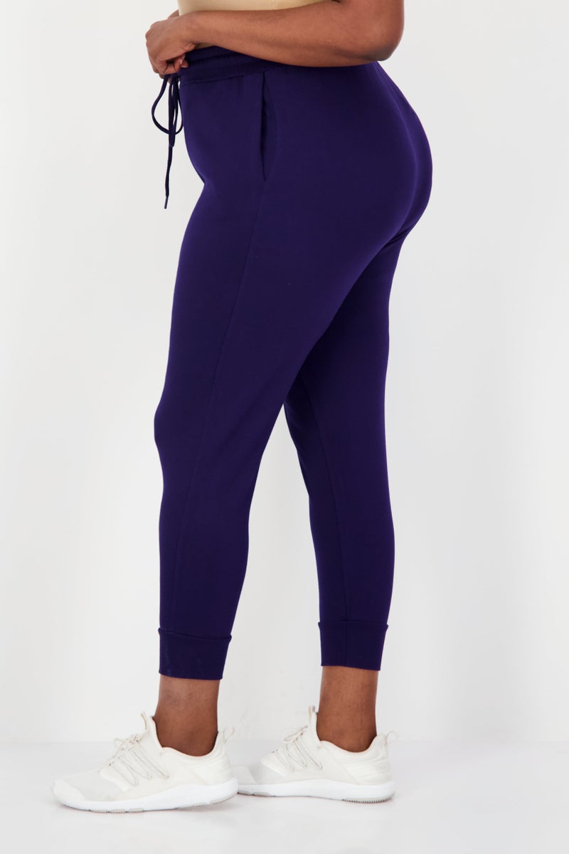 ANNE KLEIN Women Plus Size High Rise Ankle Jogger Pants, Navy Blue - Image 2