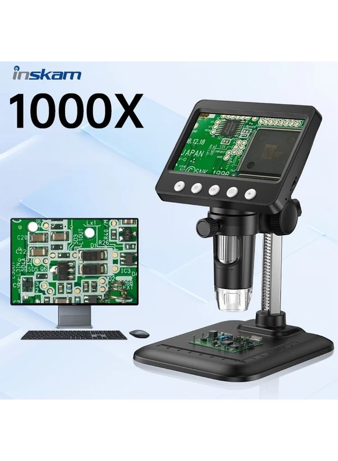 Inskam 4.3 Inch Screen Digital Microscope 1000X Magnification 8LED Black USB Computer - Image 2