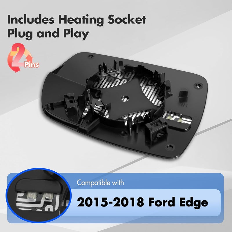 SNEMEEY Driver Side Mirror Glass for Ford Edge 2015-2018 - Image 2