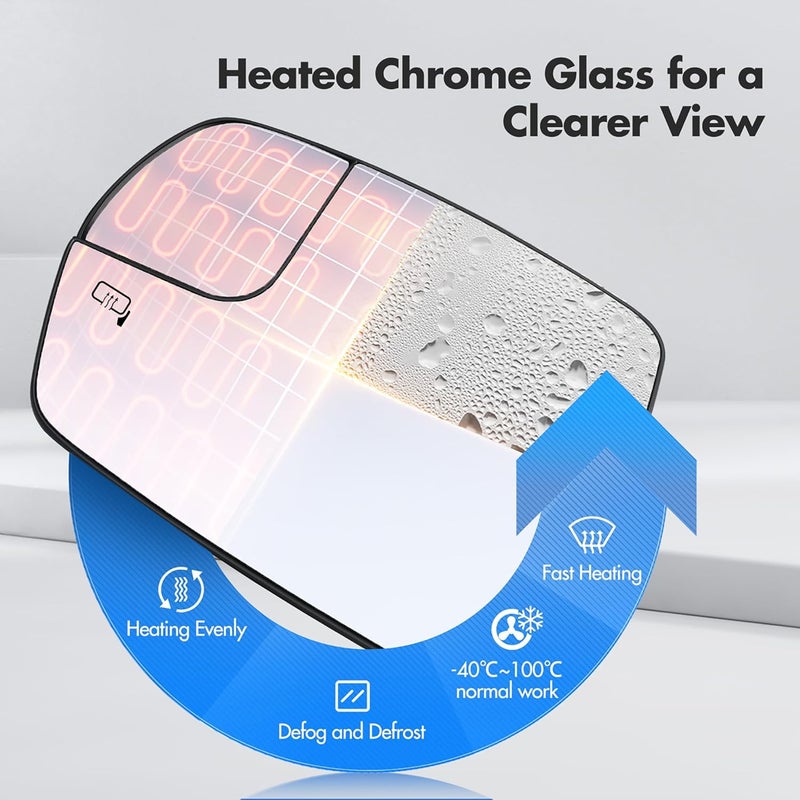SNEMEEY Driver Side Mirror Glass for Ford Edge 2015-2018 - Image 3