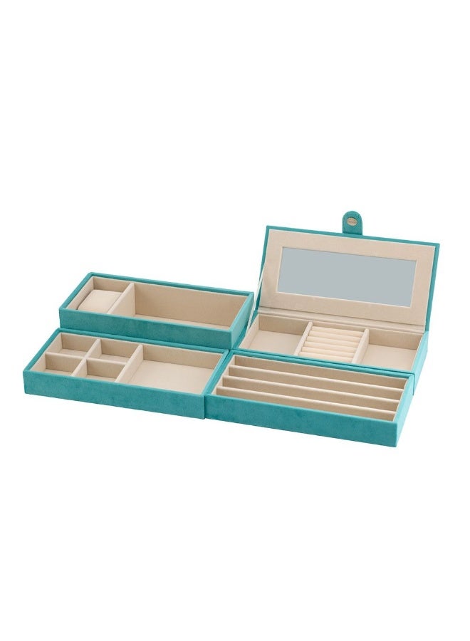 Danube Home Elsa Velvet Jewelry Organizer - 23.5X11.5X16 Cm Turquoise Stylish Jewelry Storage Box For Rings, Necklaces, Earrings & Bracelets Decorative Home Accessories - Image 3