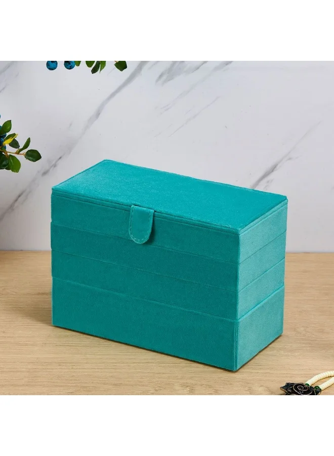 DANUBE HOME Danube Home Elsa Velvet Jewelry Organizer - 23.5X11.5X16 Cm Turquoise Stylish Jewelry Storage Box For Rings, Necklaces, Earrings & Bracelets Decorative Home Accessories