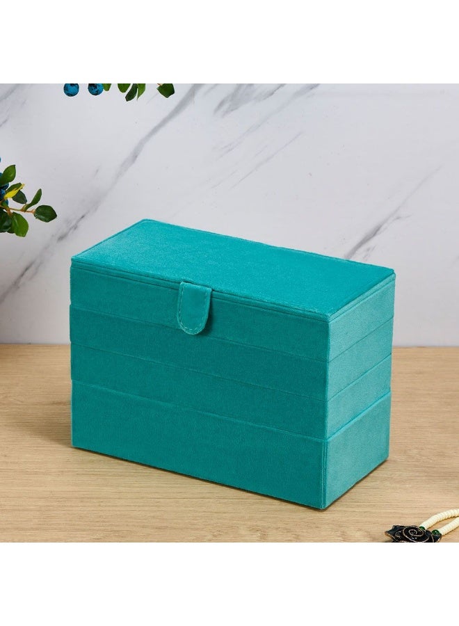 Danube Home Elsa Velvet Jewelry Organizer - 23.5X11.5X16 Cm Turquoise Stylish Jewelry Storage Box For Rings, Necklaces, Earrings & Bracelets Decorative Home Accessories - Image 2