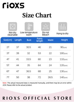 RIOXS Kids Girls Top and Pants Sets Kids Short Sleeve Shirt Long Pants Suits Breathable 100% Cotton Outfits Summer Playwear  - Image 4