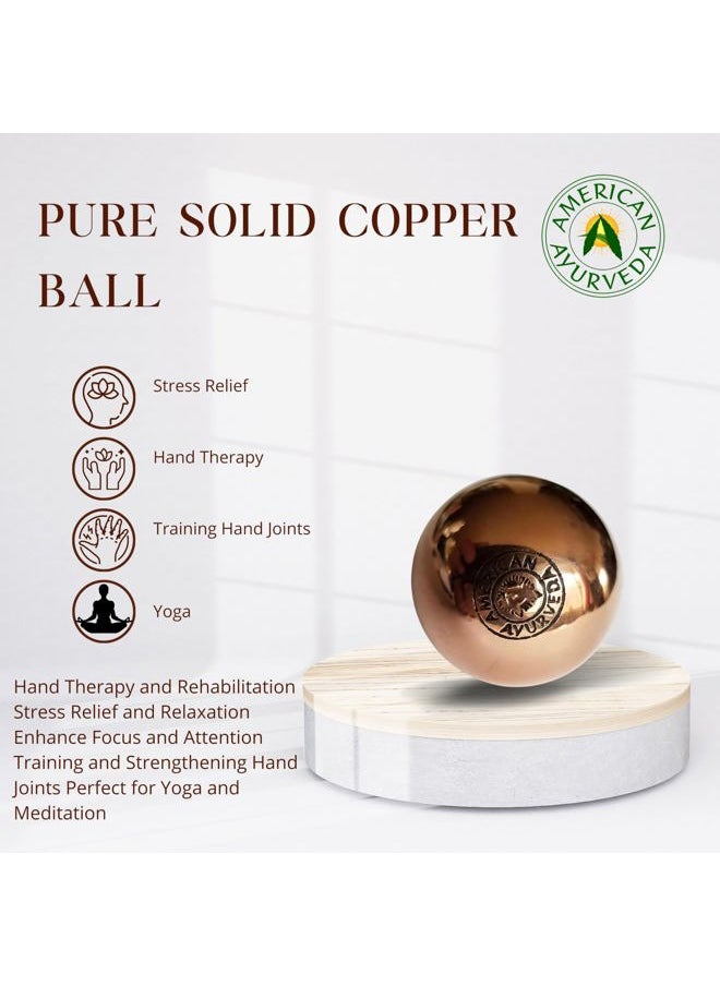 American Ayurveda Copper Ball. Copper Metal Ball, Bring Integrity and Clear Thinking with Natural Energy and Meditation Crytal Sphare, Get Mental Agility Grounding Movement Therapy - 1.5 inches  - Image 4