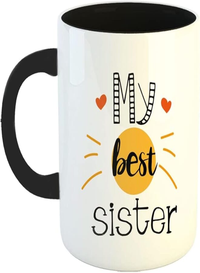 Happu - Rakshabandhan Coffee Mug Gift with Rakhi, Greeting Card & Roli Chawal, My Best Sister, Rakhi Gifts from Brother, Gifts for Sister, Siblings Gifts, 6211-BK