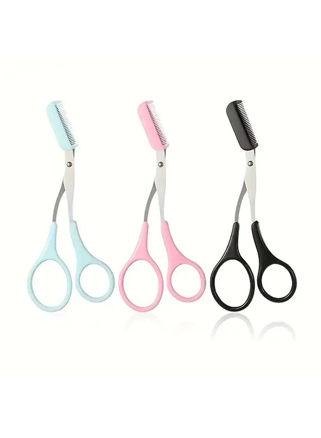 Rose Red Eyebrow Trimmer Scissor With Comb For Grooming Shaping Hair Removal - Image 4